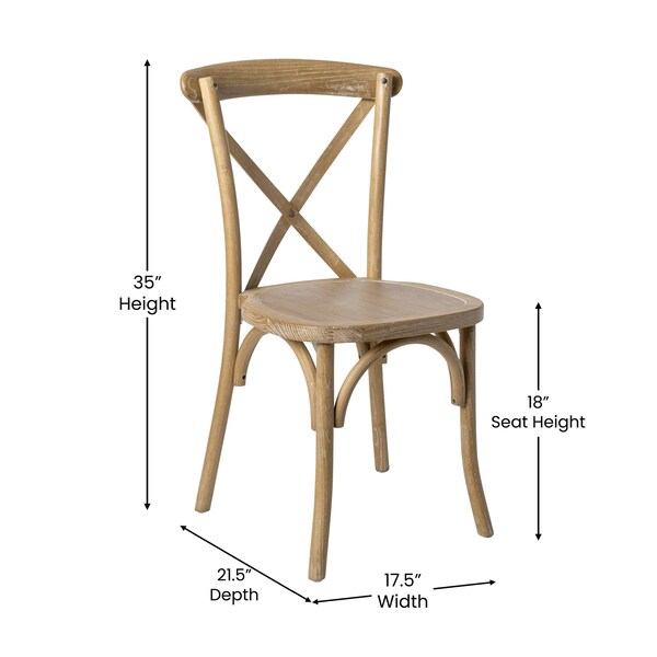 Flash Furniture Advantage Medium Natural With White Grain X-Back Chair - X-BACK-MOWG