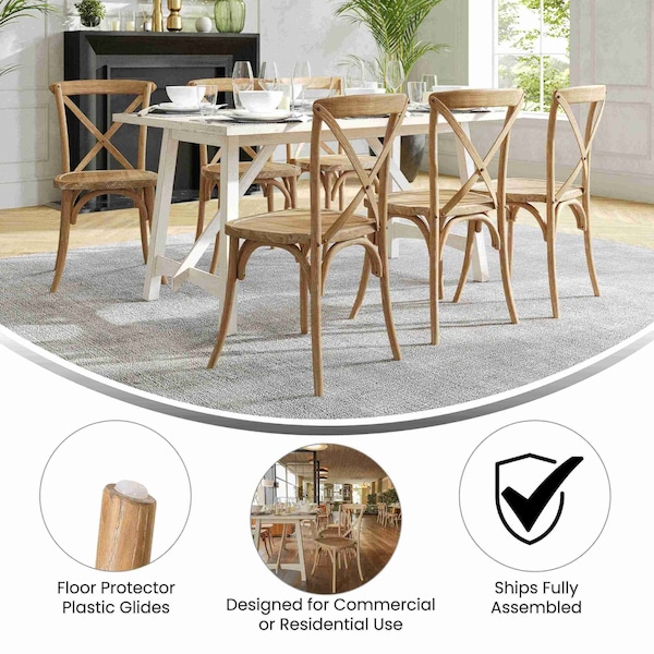 Flash Furniture Advantage Medium Natural With White Grain X-Back Chair - X-BACK-MOWG