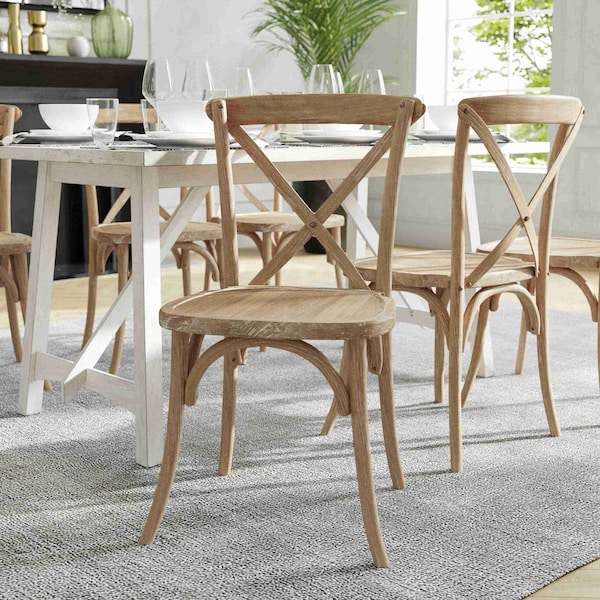 Flash Furniture Advantage Medium Natural With White Grain X-Back Chair - X-BACK-MOWG