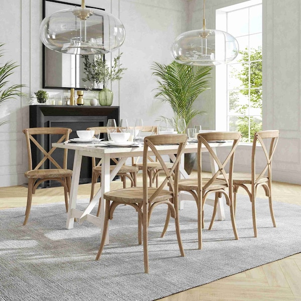 Flash Furniture Advantage Medium Natural With White Grain X-Back Chair - X-BACK-MOWG
