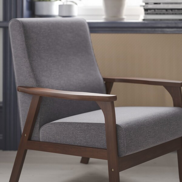 Flash Furniture Gray Faux Linen Arm Chair with Wood Frame - IS-IT673317-GY-GG