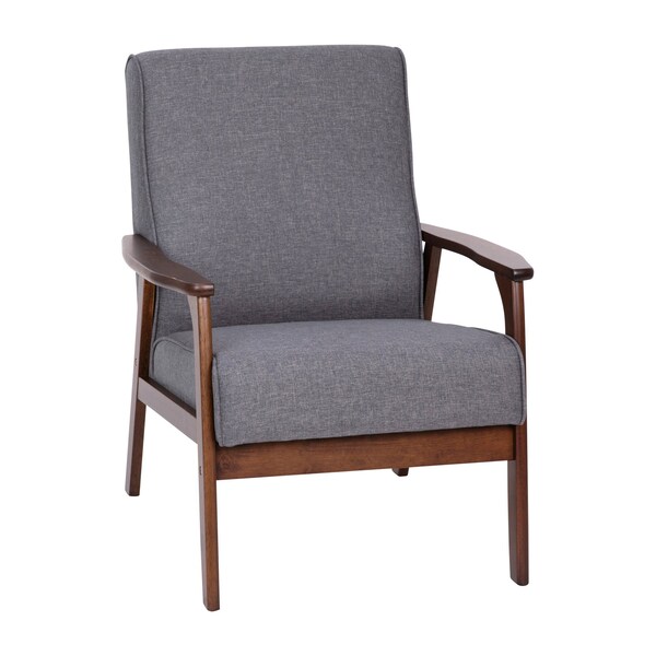 Flash Furniture Gray Faux Linen Arm Chair with Wood Frame - IS-IT673317-GY-GG
