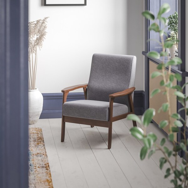 Flash Furniture Gray Faux Linen Arm Chair with Wood Frame - IS-IT673317-GY-GG