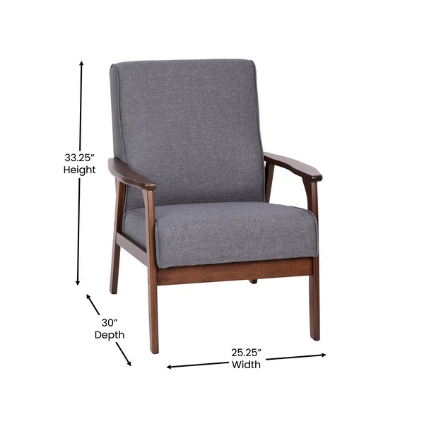 Flash Furniture Gray Faux Linen Arm Chair with Wood Frame - IS-IT673317-GY-GG