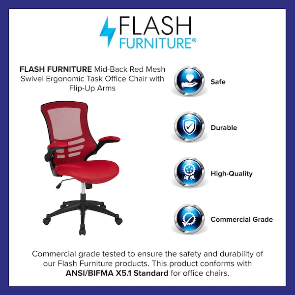 Flash Furniture Mesh Ergonomic Chair, Red Mesh - BL-X-5M-RED-GG