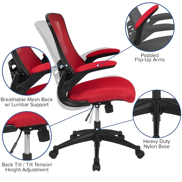 Flash Furniture Mesh Ergonomic Chair, Red Mesh - BL-X-5M-RED-GG