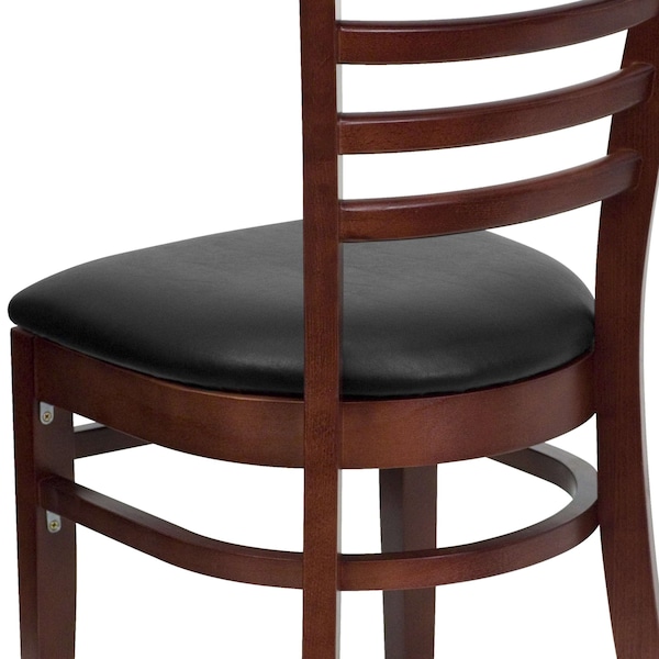 Flash Furniture Hercules Restaurant Chair, Wood Back, 17-1/4 in W 20" L 33-3/4" H, Vinyl Seat - XU-DGW0005LAD-MAH-BLKV-GG