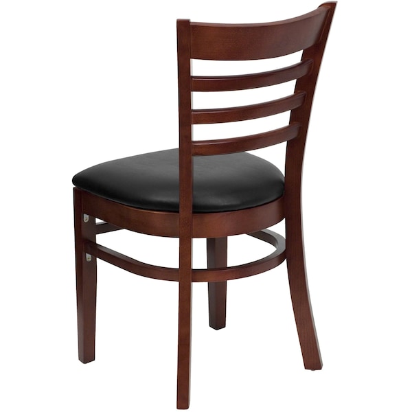 Flash Furniture Hercules Restaurant Chair, Wood Back, 17-1/4 in W 20" L 33-3/4" H, Vinyl Seat - XU-DGW0005LAD-MAH-BLKV-GG