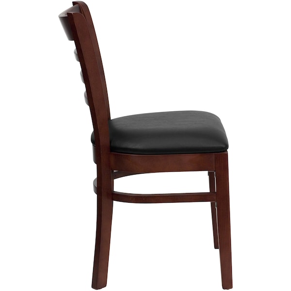 Flash Furniture Hercules Restaurant Chair, Wood Back, 17-1/4 in W 20" L 33-3/4" H, Vinyl Seat - XU-DGW0005LAD-MAH-BLKV-GG