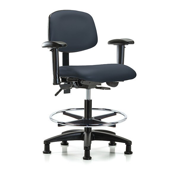 Blue Ridge Ergonomics Medium Bench Chair Chair, Vin, Med Ben, Tilt AA CF Glides, Nav, Adjustable Arms, 22" to 29" Height - BR-VMBCH-RG-T1-A1-CF-RG-8582