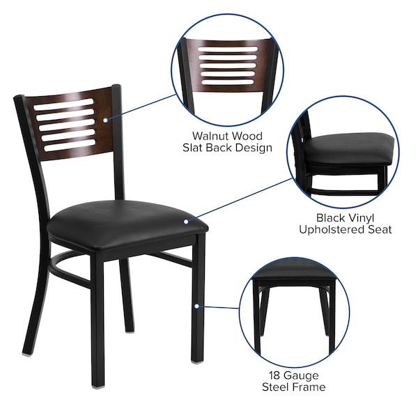 Flash Furniture Hercules Restaurant Chair, Black Back, 17 in W 21" L 32" H - XU-DG-6G5B-WAL-BLKV-GG
