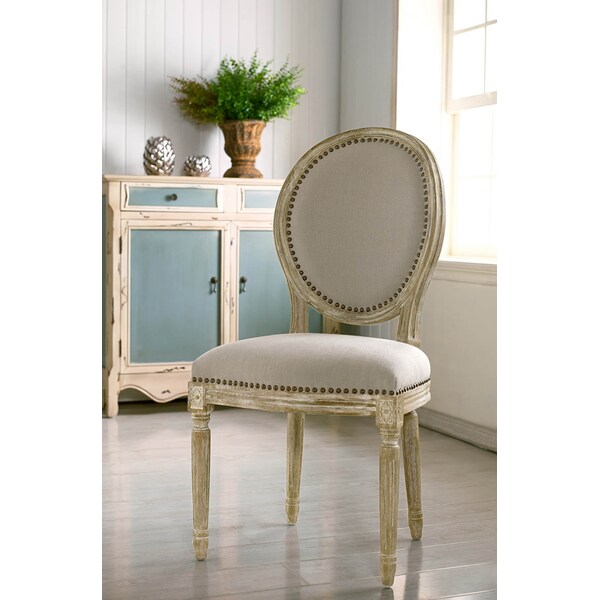 Baxton Studio Clairette Wood Traditional French Accent Chair-Round - 110-6013