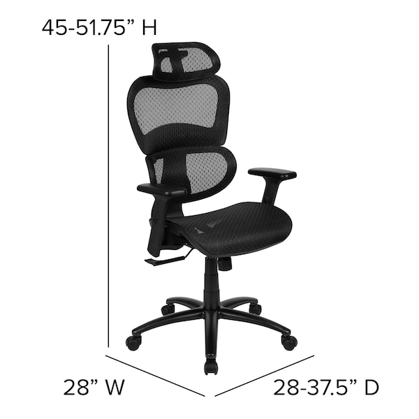 Flash Furniture Office Chair, Mesh, Black - H-LC-1388F-1K-BK-GG