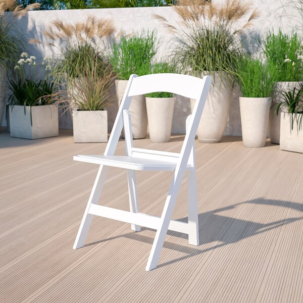 Global Industrial Folding Chair W/White Vinyl Padded Seat, White, Resin Frame - B1105817