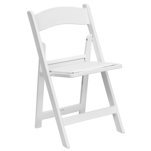 Global Industrial Folding Chair W/White Vinyl Padded Seat, White, Resin Frame - B1105817