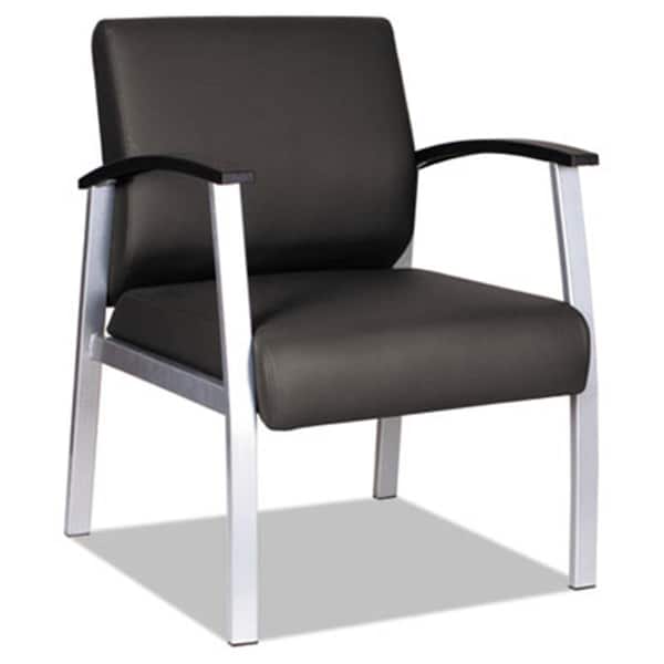 Fine-Line Metal Lounge Series Mid-Back Guest Chair, Black & Silver - FI3204892