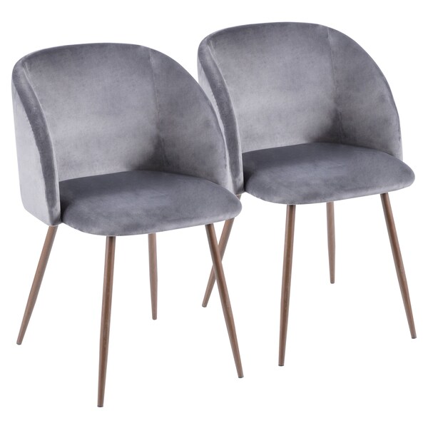 Lumisource Fran Dining/Accent Chair in Walnut with Grey Velvet, PK 2 - CH-FRAN WL+GY2