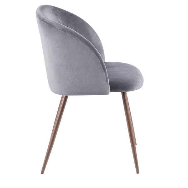 Lumisource Fran Dining/Accent Chair in Walnut with Grey Velvet, PK 2 - CH-FRAN WL+GY2