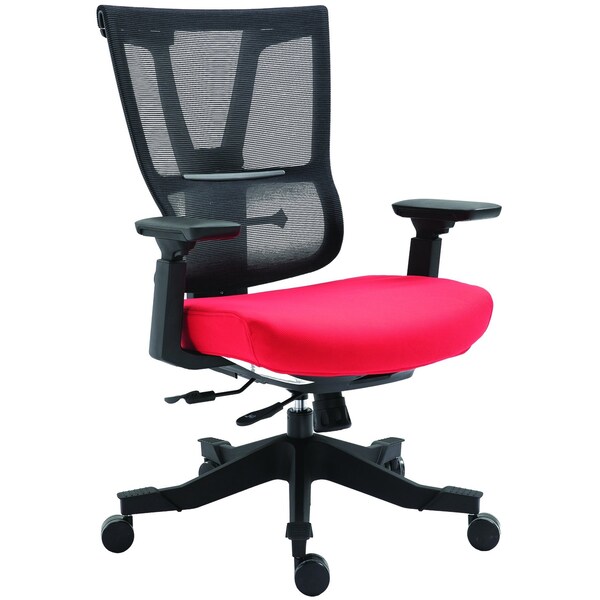 We'Re It Moov Series Flex Mesh Back, Multifunction Task Chair with Adjustable Arms, Red Seat, Black Frame - EM5325-RED