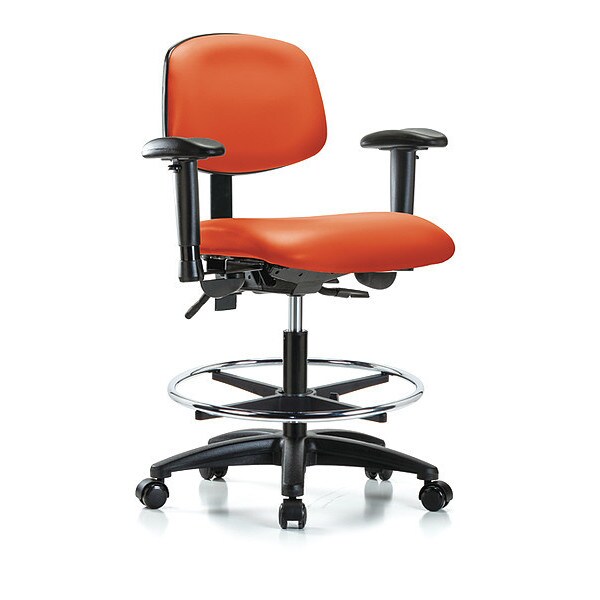 Blue Ridge Ergonomics Medium Bench Chair Chair, Vin, Med Ben, Tilt AA CF Cast, Orange, Adjustable Arms, 22" to 29" Height - BR-VMBCH-RG-T1-A1-CF-RC-8613