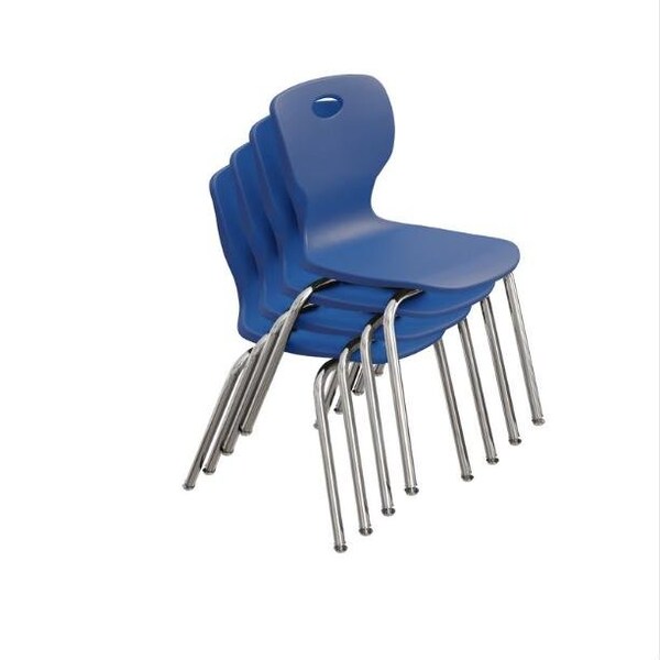 Correll Stacking Student Chair, 14in, Light Texture Seat, Chrome Legs, Blue, 4PK - CSCHR14-27-4PK