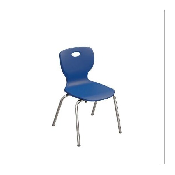 Correll Stacking Student Chair, 14in, Light Texture Seat, Chrome Legs, Blue, 4PK - CSCHR14-27-4PK