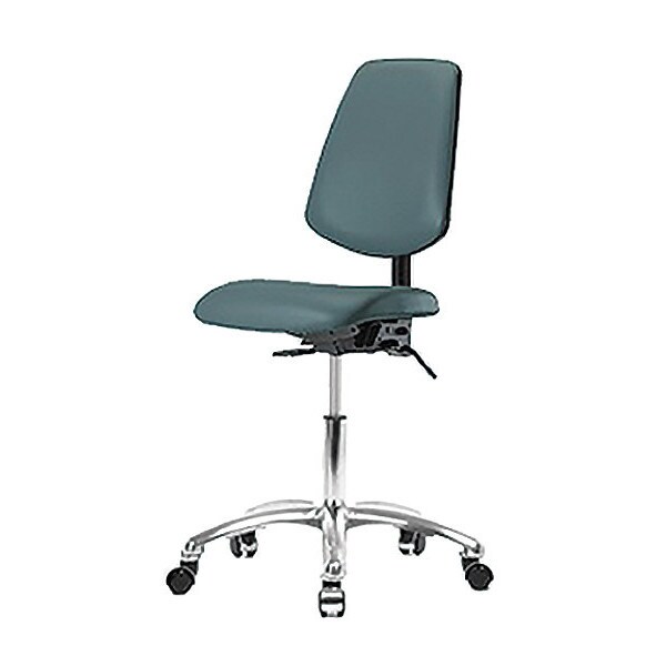 Blue Ridge Ergonomics Medium Bench Chair No Arms, 22" to 29" Height, Vinyl, Colonial Blue - BR-VMBCH-MB-CR-T0-A0-NF-CC-8546