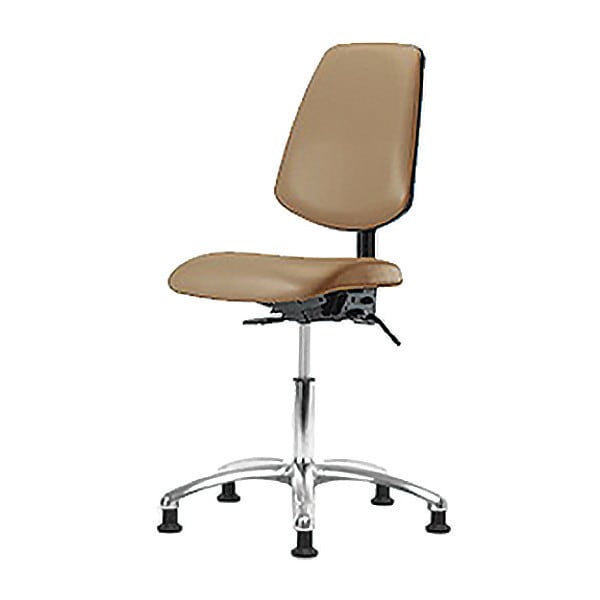 Blue Ridge Ergonomics Desk Chair Desk Chair, Vinyl, Med, Bk, Chrm, Glds, Taupe, No Arms, 18" to 23" Height, Vinyl, Taupe - BR-VDHCH-MB-CR-T0-A0-RG-8584