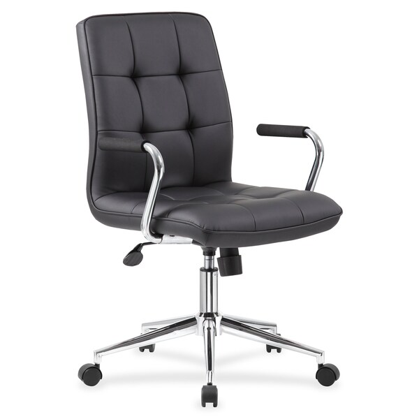 Boss Office Chair Modern Office Chair, Handlebar, Vinyl, Black - B331-BK