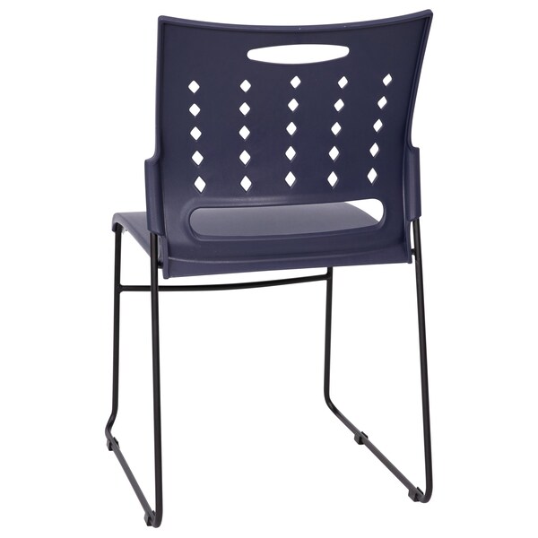 Flash Furniture 881 lb. Capacity Navy Sled Base Stack Chairs, 5PK - 5-RUT-2-NVY-BK-GG