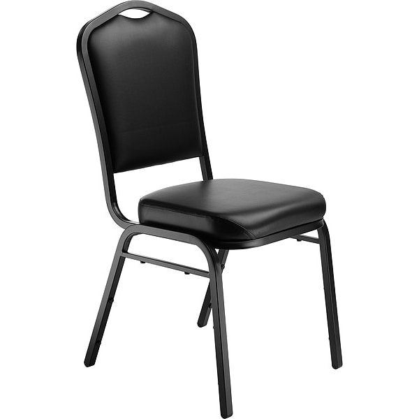National Public Seating Deluxe Vinyl Upholstered Stack Chair, Panther Black - 9310-BT