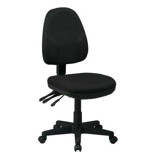 Office Star Desk Chair Desk Chair, Adjustable Arms, 17-7/8" to 22-7/8" Height, Fabric, Black - 36420-231