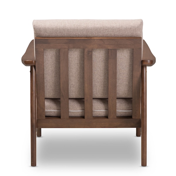 Baxton Studio Venza Walnut Wood Light Brown Upholstered Lounge Chair - 140-7555