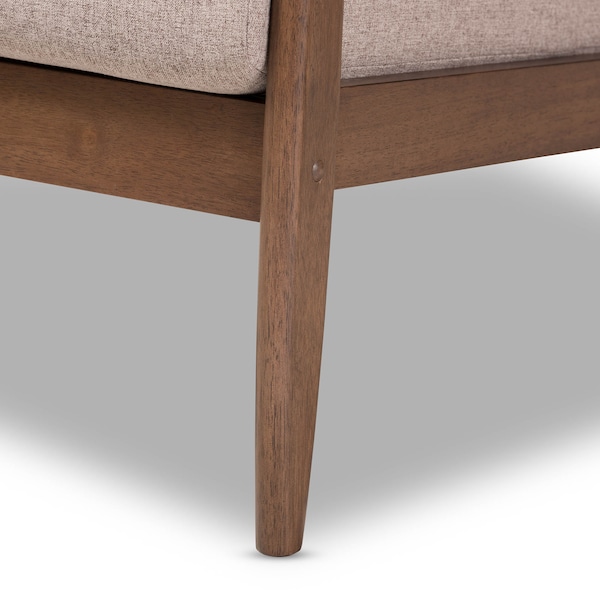 Baxton Studio Venza Walnut Wood Light Brown Upholstered Lounge Chair - 140-7555