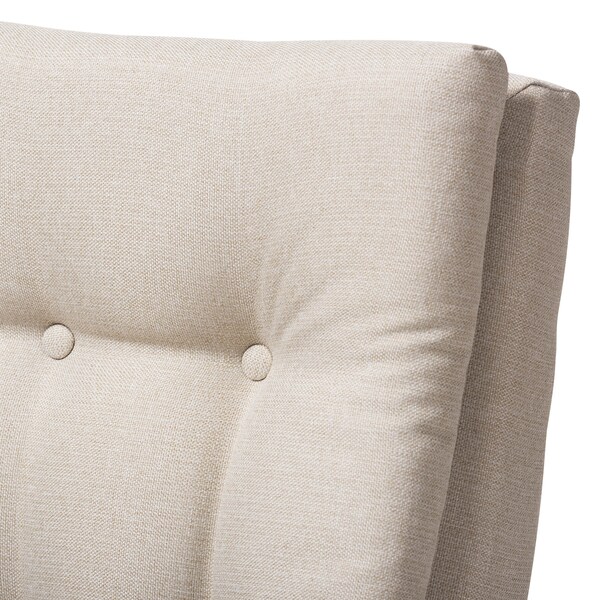 Baxton Studio Roxy Walnut wood and Beige Upholstered Button-Tufted High-Back Chair - 133-7141