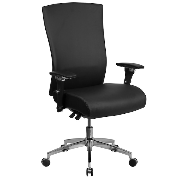 Flash Furniture Hercules Office Chair, Black Back, 28-1/2 in W 25" L 47-1/2" H, Leather Seat - GO-WY-85H-1-GG
