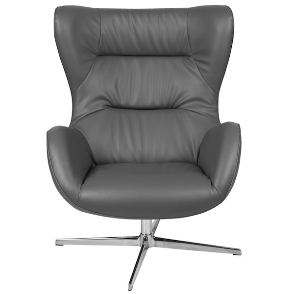 Flash Furniture Gray LeatherSoft Seat, Gray Back, 32.5 W 40.5 H - ZB-WING-GY-LEA-GG