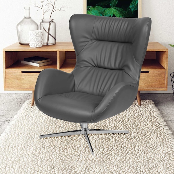 Flash Furniture Gray LeatherSoft Seat, Gray Back, 32.5 W 40.5 H - ZB-WING-GY-LEA-GG