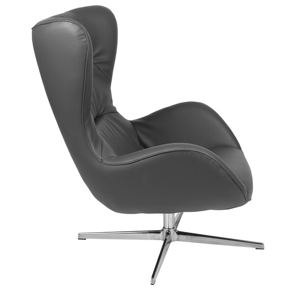 Flash Furniture Gray LeatherSoft Seat, Gray Back, 32.5 W 40.5 H - ZB-WING-GY-LEA-GG