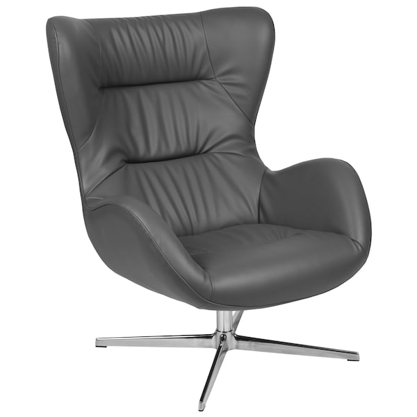 Flash Furniture Gray LeatherSoft Seat, Gray Back, 32.5 W 40.5 H - ZB-WING-GY-LEA-GG