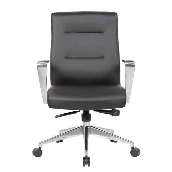 Boss Office Products Executive Chair - Aluminum Arms - B8886AL-AMBK