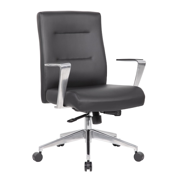Boss Office Products Executive Chair - Aluminum Arms - B8886AL-AMBK