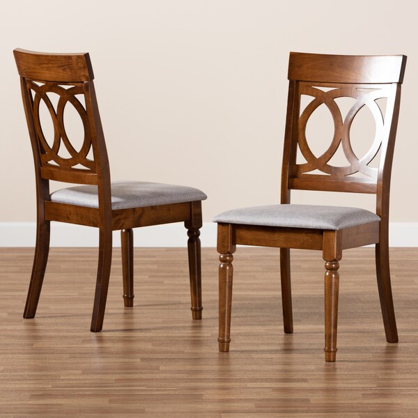 Baxton Studio Lucie Modern and Contemporary Grey Fabric and Walnut Brown Finished Wood 2-Piece Dining Chair Set - 176-10544-ZORO