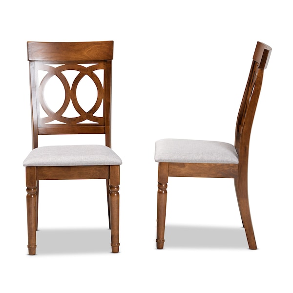 Baxton Studio Lucie Modern and Contemporary Grey Fabric and Walnut Brown Finished Wood 2-Piece Dining Chair Set - 176-10544-ZORO