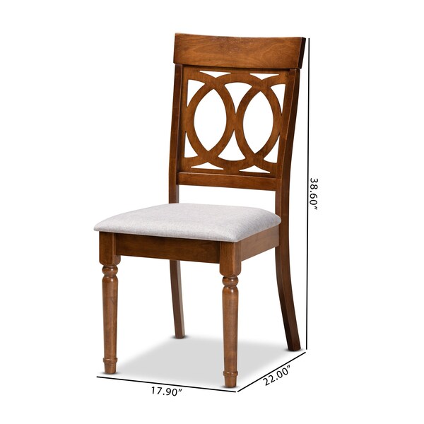 Baxton Studio Lucie Modern and Contemporary Grey Fabric and Walnut Brown Finished Wood 2-Piece Dining Chair Set - 176-10544-ZORO