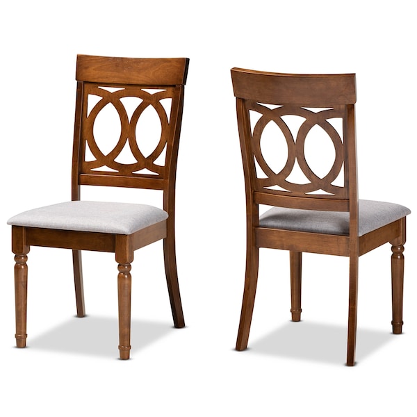 Baxton Studio Lucie Modern and Contemporary Grey Fabric and Walnut Brown Finished Wood 2-Piece Dining Chair Set - 176-10544-ZORO