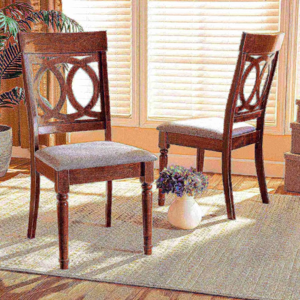 Baxton Studio Lucie Modern and Contemporary Grey Fabric and Walnut Brown Finished Wood 2-Piece Dining Chair Set - 176-10544-ZORO