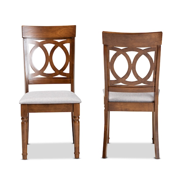 Baxton Studio Lucie Modern and Contemporary Grey Fabric and Walnut Brown Finished Wood 2-Piece Dining Chair Set - 176-10544-ZORO
