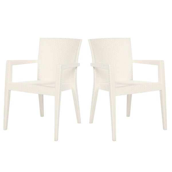 Rainbow Outdoor Montana Set of 2 Stackable Armchair-White - RBO-MONTANA-WHT-AC-SET2