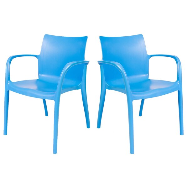 Rainbow Outdoor Pedro Set of 2 Stackable Armchair-Blue - RBO-PEDRO-BLU-AC-SET2